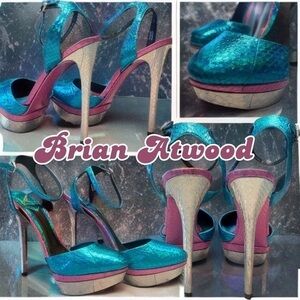 Brian Atwood Fontenay Hologram Snake Embossed Platform Pump sz 7.5 Brand New 🔥